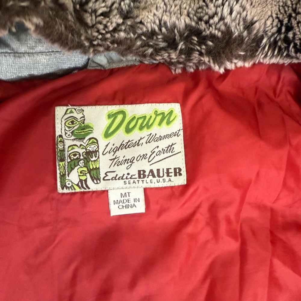 Eddie Bauer Gray Hooded Jacket with Red Lining - Picture 6 of 7